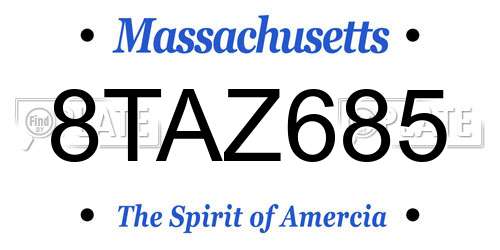 8TAZ685 Massachusetts License Plate