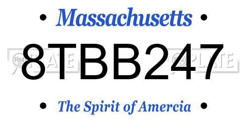 8TBB247 Massachusetts License Plate