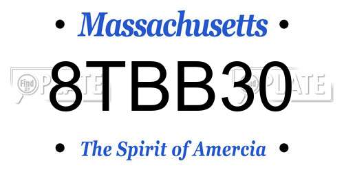 8TBB30 Massachusetts License Plate