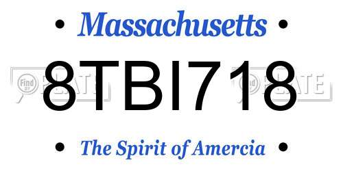 8TBI718 Massachusetts License Plate