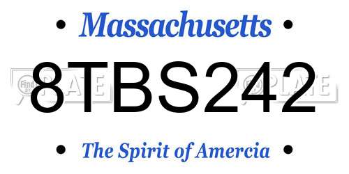 8TBS242 Massachusetts License Plate