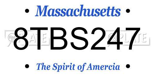 8TBS247 Massachusetts License Plate