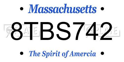 8TBS742 Massachusetts License Plate
