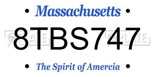 8TBS747 Massachusetts License Plate
