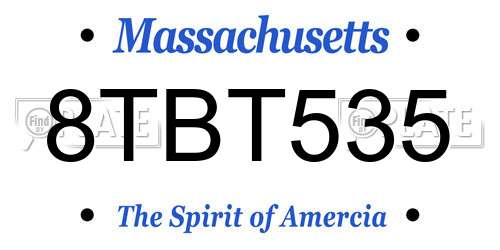 8TBT535 Massachusetts License Plate