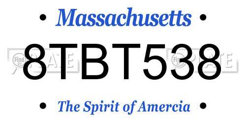8TBT538 Massachusetts License Plate