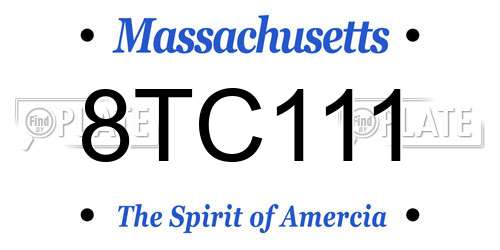 8TC111 Massachusetts License Plate