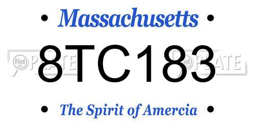 8TC183 Massachusetts License Plate