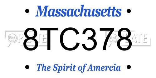 8TC378 Massachusetts License Plate