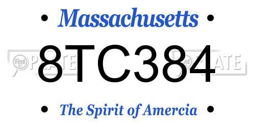 8TC384 Massachusetts License Plate