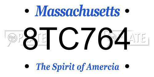 8TC764 Massachusetts License Plate