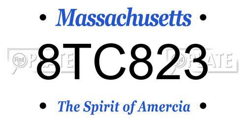 8TC823 Massachusetts License Plate