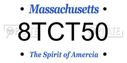 8TCT50 Massachusetts License Plate