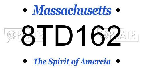 8TD162 Massachusetts License Plate