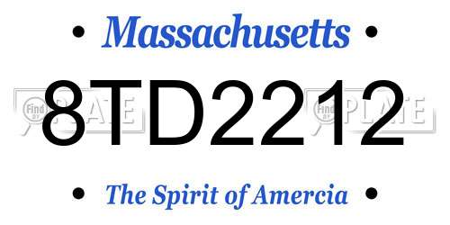 8TD2212 Massachusetts License Plate