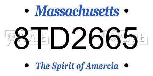 8TD2665 Massachusetts License Plate