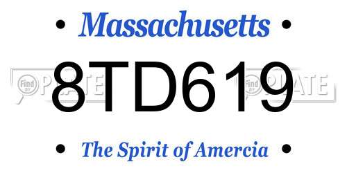 8TD619 Massachusetts License Plate