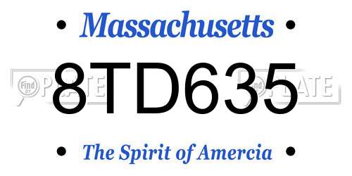 8TD635 Massachusetts License Plate