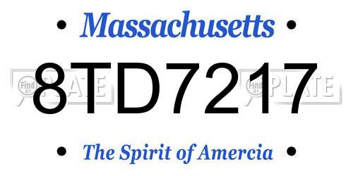 8TD7217 Massachusetts License Plate