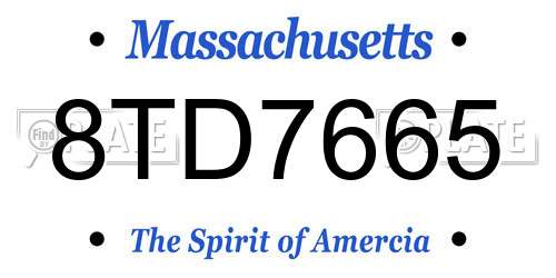 8TD7665 Massachusetts License Plate