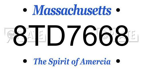 8TD7668 Massachusetts License Plate