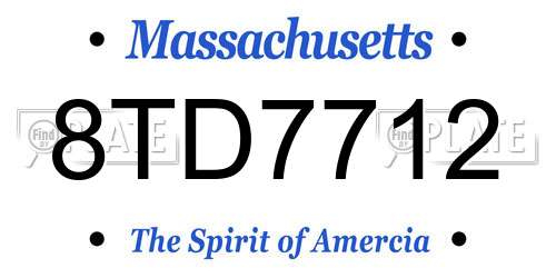 8TD7712 Massachusetts License Plate