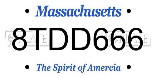 8TDD666 Massachusetts License Plate