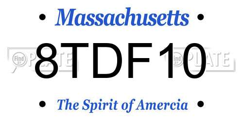 8TDF10 Massachusetts License Plate