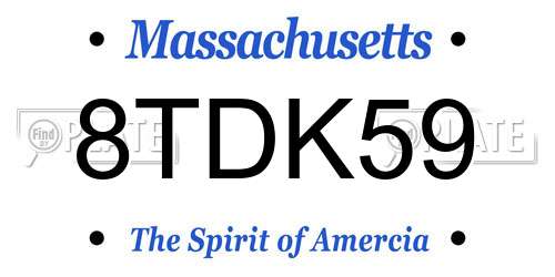 8TDK59 Massachusetts License Plate