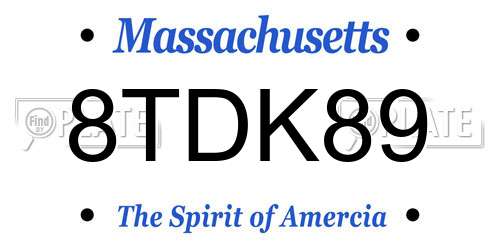 8TDK89 Massachusetts License Plate