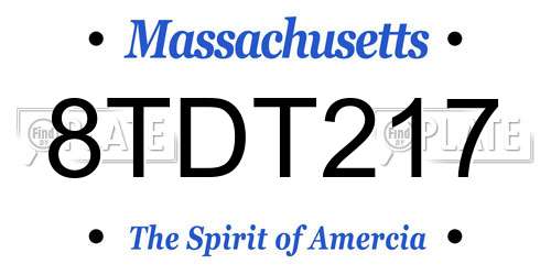 8TDT217 Massachusetts License Plate