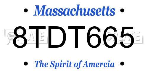8TDT665 Massachusetts License Plate