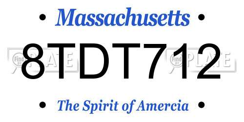 8TDT712 Massachusetts License Plate