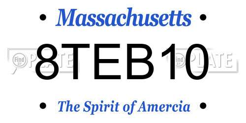 8TEB10 Massachusetts License Plate