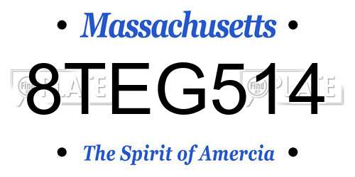 8TEG514 Massachusetts License Plate