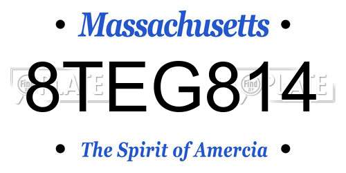 8TEG814 Massachusetts License Plate