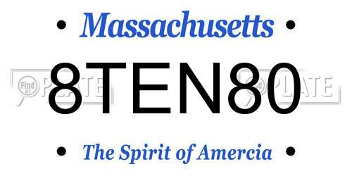 8TEN80 Massachusetts License Plate