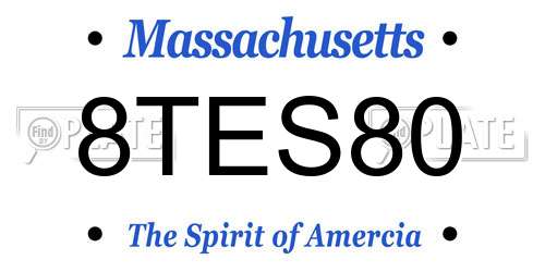 8TES80 Massachusetts License Plate