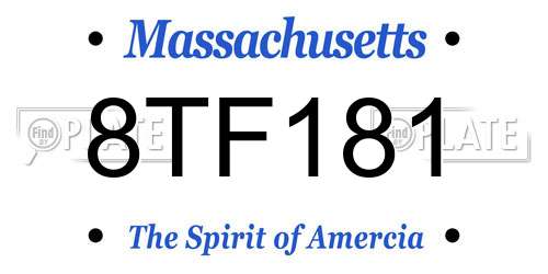 8TF181 Massachusetts License Plate