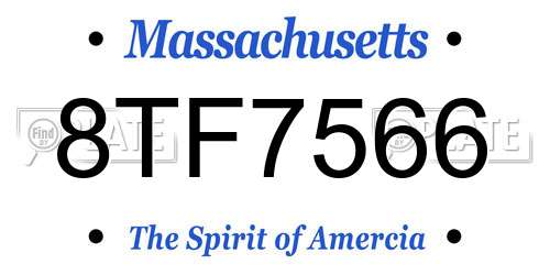 8TF7566 Massachusetts License Plate