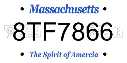 8TF7866 Massachusetts License Plate