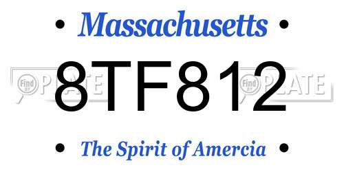 8TF812 Massachusetts License Plate