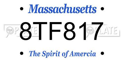 8TF817 Massachusetts License Plate