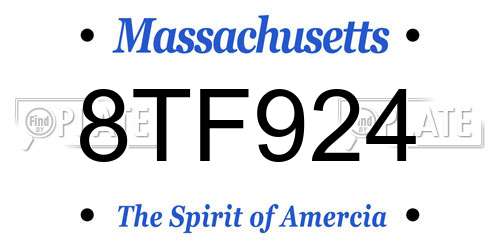8TF924 Massachusetts License Plate