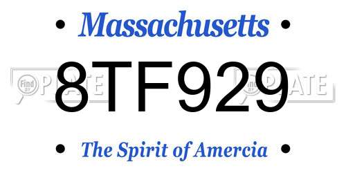 8TF929 Massachusetts License Plate