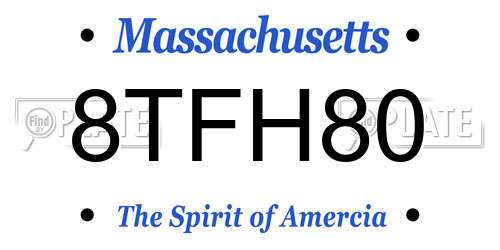 8TFH80 Massachusetts License Plate