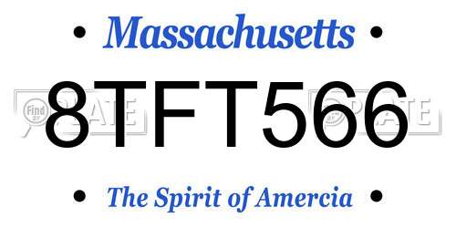 8TFT566 Massachusetts License Plate