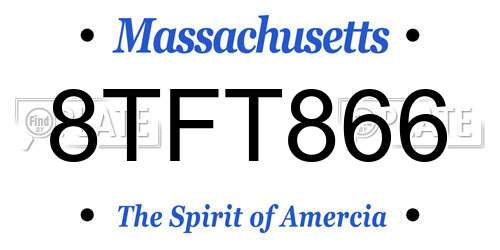 8TFT866 Massachusetts License Plate