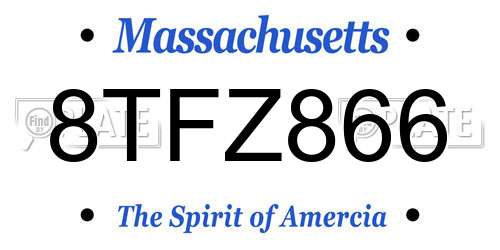 8TFZ866 Massachusetts License Plate
