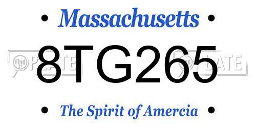8TG265 Massachusetts License Plate
